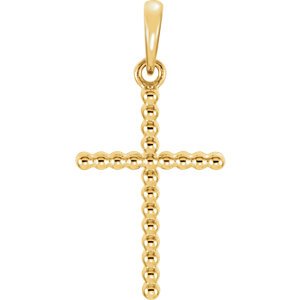 Beaded Cross 14k Yellow Gold Pendant (17.5X12.10 MM)