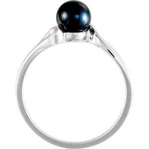 Black Akoya Cultured Pearl Bypass Ring, 14k White Gold (5.50mm) Size 6