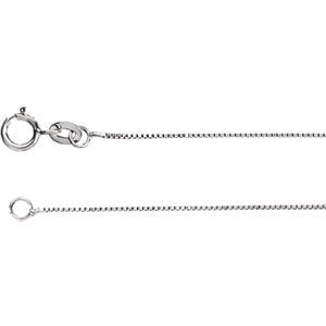 .55mm Rhodium-Plated 14k White Gold Solid Box Chain, 16"