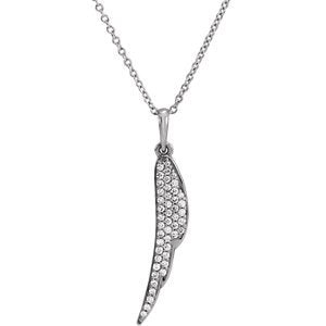 Diamond Angel Wing Necklace in Rhodium-Plated 14k White Gold, 16-18" (1/5 Ctw, Color G-H, Clarity I1)