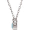 Blue Zircon Solitaire Rhodium Plate 14k White Gold Pendant Necklace, 16"