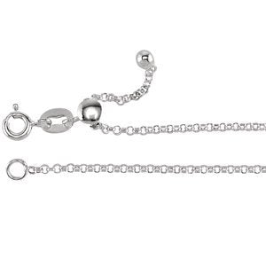 Adjustable Rolo Chain 1.5mm Sterling Silver, 22"