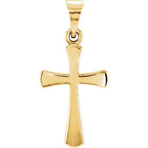 Rounded Edge Cross 14k Yellow Gold Pendant (26X14MM)