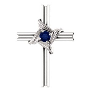 Platinum Blue Sapphire Cross Pendant (18.10X12.80 MM)