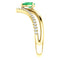 Chatham Created Emerald Pear and Diamond Chevron 14k Yellow Gold Ring (.145 Ctw, G-H Color, I1 Clarity), Size 6.5