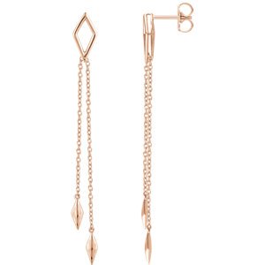 Geometric Chain Earrings, 14k Rose Gold