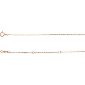 14k Rose Gold 1mm Solid Cable Chain Necklace, 16-18"