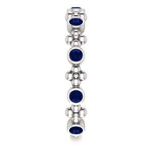 Chatham Created Blue Sapphire Beaded Ring, Rhodium-Plated Sterling Silver