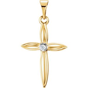 Diamond Cross 14k Yellow Gold Pendant