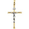 Two-Tone Cylindrical Hollow Crucifix 14k Yellow and White Gold Pendant (32X19MM)