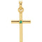 Emerald Inset Cross 14k Yellow Gold Pendant (19.2x9MM)