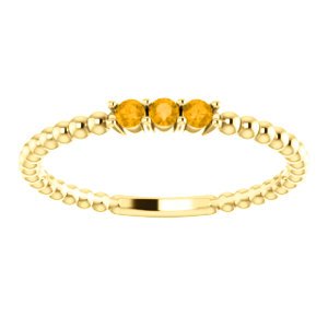 Citrine Beaded Ring, 14k Yellow Gold, Size 6