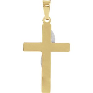 Two-Tone Hollow Cross 14k Yellow and White Gold Pendant (20.5X14MM)