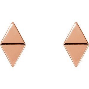 Geometric Triangle Stud Earrings, 14k Rose Gold