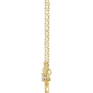 Diamond Sideways Cross 14k Yellow Gold Necklace, 16"-18" (.1 Ct, G-H Color, I1 Clarity)