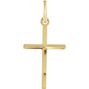 Beveled Cross 14k Yellow Gold Pendant (15.5X10MM)