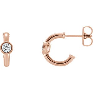 Diamond J-Hoop Earrings, 14k Rose Gold (.25 Ctw, G-H Color, I1 Clarity )