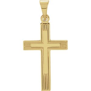 Cross with Embossed Cross Inside the Cross 14k Yellow Gold Pendant