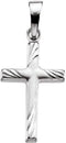 14k White Gold Engraved Cross Pendant (17.5x12 MM)