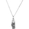 Dark Red CZ Teardrop Ash Holder Necklace, Rhodium Plate Sterling Silver, 18"