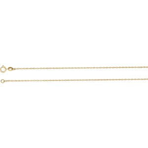 1 mm 10k Yellow Gold Solid Rope Chain, 24"