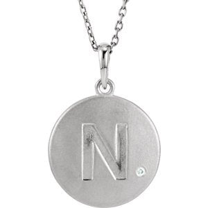 Diamond Letter 'M' Initial Sterling Silver Pendant Necklace, 18" (.005 Ct, GH Color, I2 Clarity)