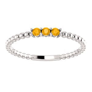 Citrine Beaded Ring, Sterling Silver, Size 6