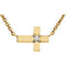 Diamond Sideway Cross Rhodium-Plated 14k Yellow Gold Necklace, 18" (.01 Ct, H-I Color, I1 Clarity)