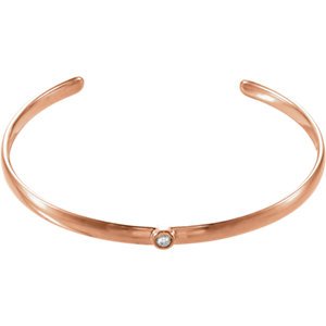 Diamond Cuff Bracelet, 14k Rose Gold, 8" (0.1 Ctw, G-H Color, I1 Clarity)