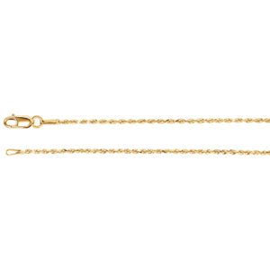 1.3mm14k White Gold Diamond Cut Rope Chain, 24"