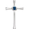 Sapphire Western Cross 14k White Gold Pendant