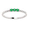 Emerald Beaded Ring, Rhodium-Plated 14k White Gold, Size 6