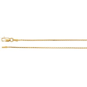 1mm 14k White Gold Diamond Cut Wheat Chain, 16"