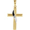 Two-Tone Hollow Cross 14k Yellow and White Gold Pendant (25X16MM)