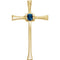 Sapphire Western Cross 14k Yellow Gold Pendant