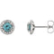 Aquamarine and Diamond Halo-Style Earrings, Rhodium-Plated 14k White Gold (4.5 MM) (.16 Ctw,G-H Color, I1 Clarity)