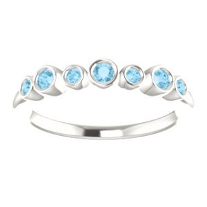 Aquamarine 7-Stone 3.25mm Ring, Sterling Silver