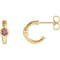 Pink Tourmaline J-Hoop Earrings, 14k Yellow Gold