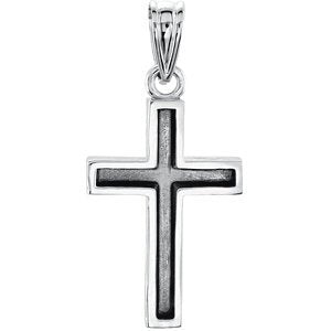 Rugged Cross Brushed Rhodium-Plated 14k White Gold Pendant (30X20MM)
