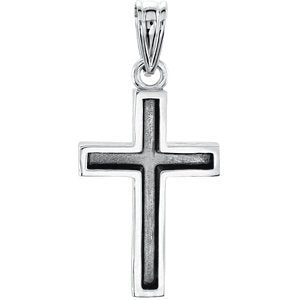 Rugged Cross Brushed Sterling Silver Pendant (24X16MM)