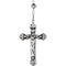 Rosary Necklace with Fluted Beads, Sterling Silver, 37"