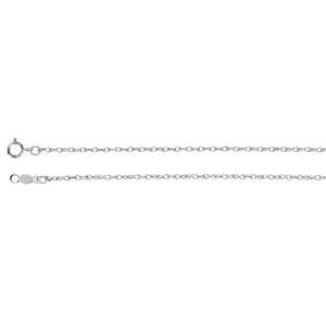 14k White Gold 1.25mm Rope Chain, 16"
