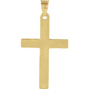 Two-Tone Hollow Beveled Crucifix 14k Yellow and White Gold Pendant (25X17MM)
