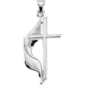 Men's Methodist Cross Sterling Silver Pendant (30MM)