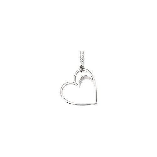 14k White Gold .05 Cttw. Diamond Heart Necklace