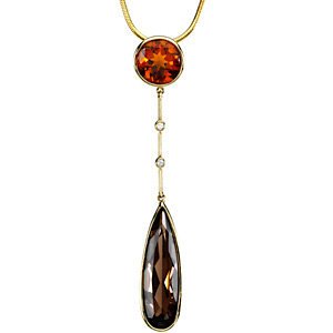 14k Yellow Gold Smoky Quartz, Madeira Citrine Pendant