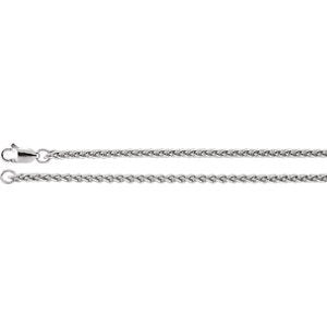 2.4mm Rhodium-Plated Sterling Silver Wheat Chain, 24"