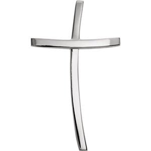 Slim-Profile Curved Cross Sterling Silver Pendant (32.00X19.25 MM)