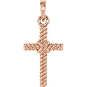 Rope Cross 14k Rose Gold Pendant (17.5X11.3 MM)