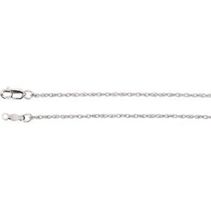 1.25mm 18k White Gold Rope Chain, 18"